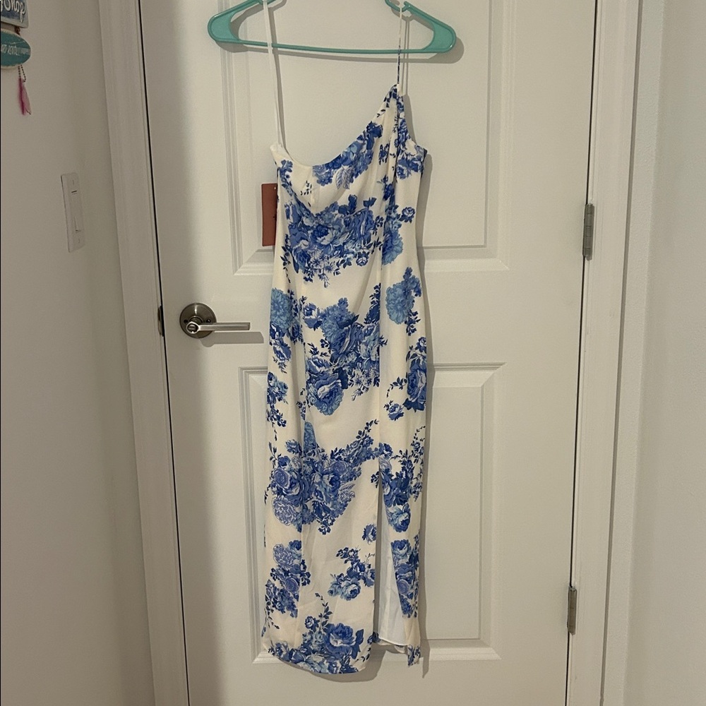 BRAND NEW Anthropologie BHLDN Blue Floral Cream Dress